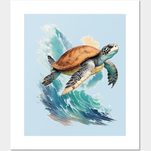 Ocean Majesty: Realistic Sea Turtle Posters and Art